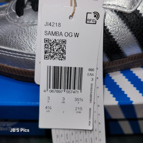 Adidas SAMBA OG Originals Silver Metallic Black Gum Women's JI4218 - Picture 4 of 16